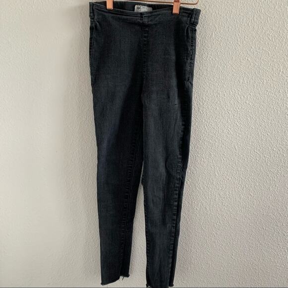Free People Black Pull On Skinny Jeans Elastic Waist 25 - Picture 1 of 9